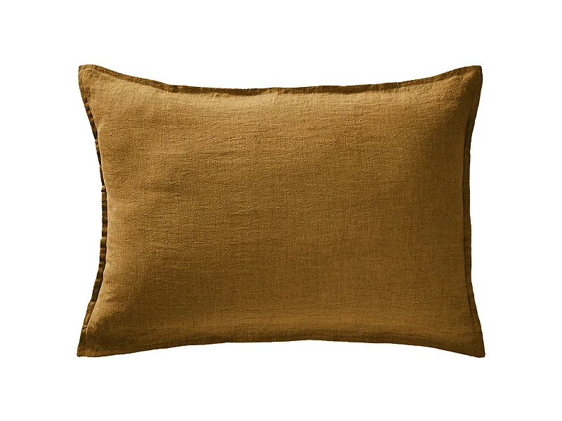 MARGAUX - Taie d'Oreiller 50x70cm Lin Lavé Coloris Caramel