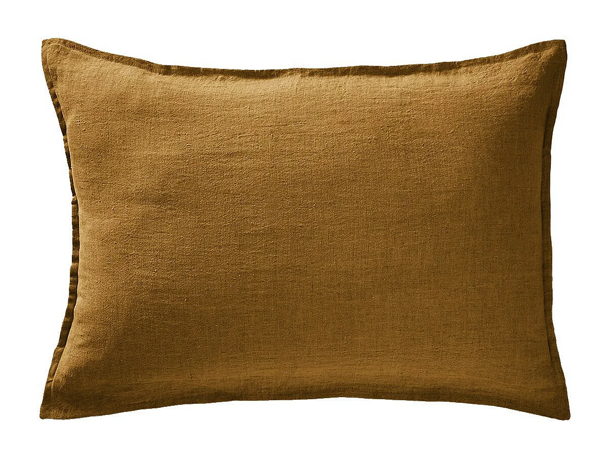 MARGAUX - Taie d'Oreiller 50x70cm Lin Lavé Coloris Caramel