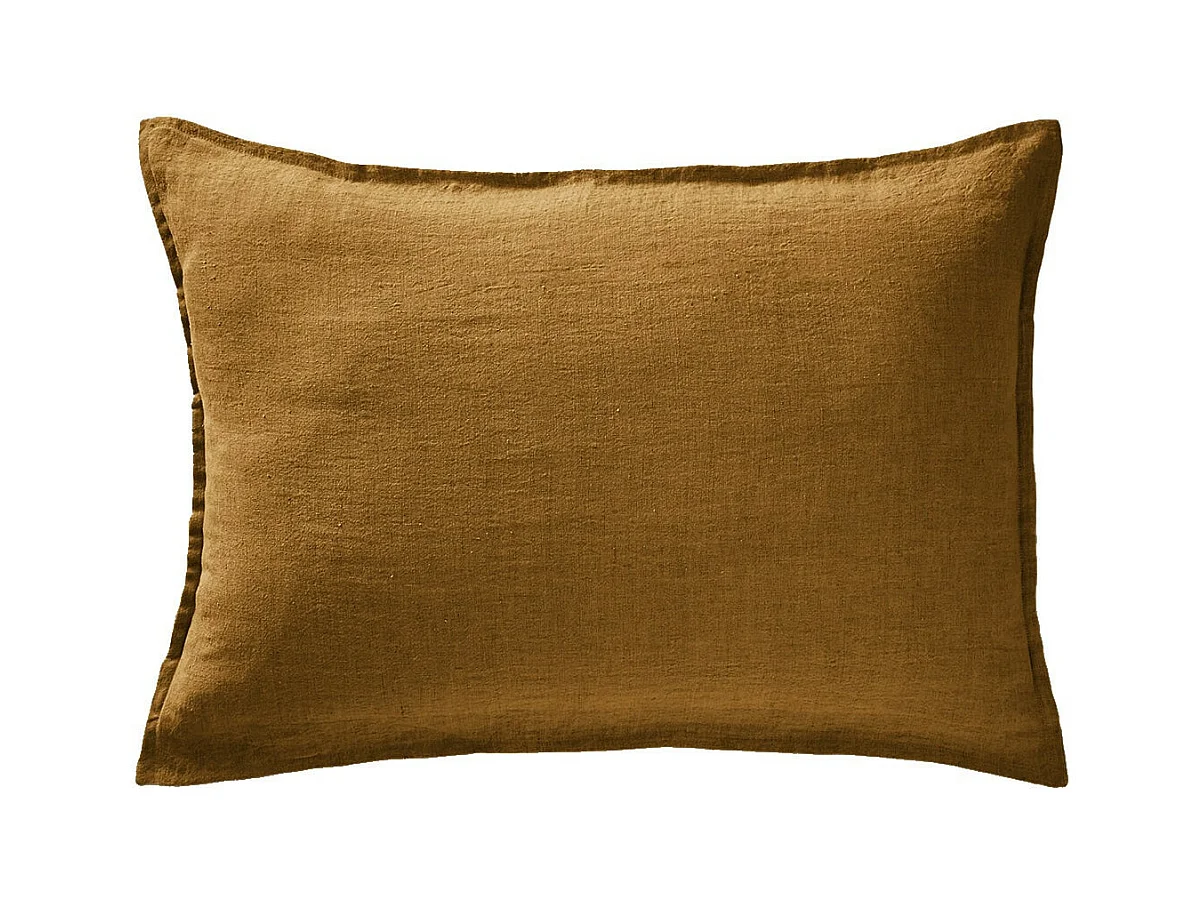 MARGAUX - Taie d'Oreiller 50x70cm Lin Lavé Coloris Caramel