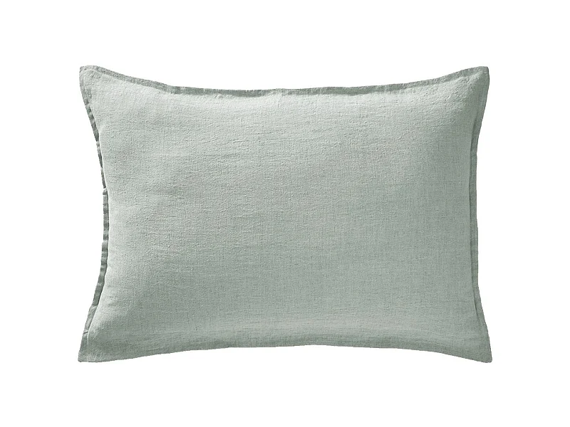 MARGAUX - Taie d'Oreiller 50x70cm Lin Lavé Coloris Eucalyptus