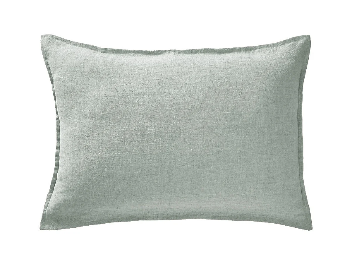 MARGAUX - Taie d'Oreiller 50x70cm Lin Lavé Coloris Eucalyptus