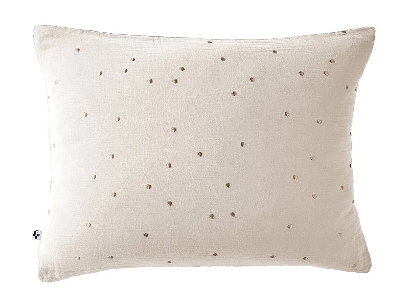 OUREA MOTIF - Taie d'Oreiller 50x70cm Gaze de Coton Pampa à Pois Dorés