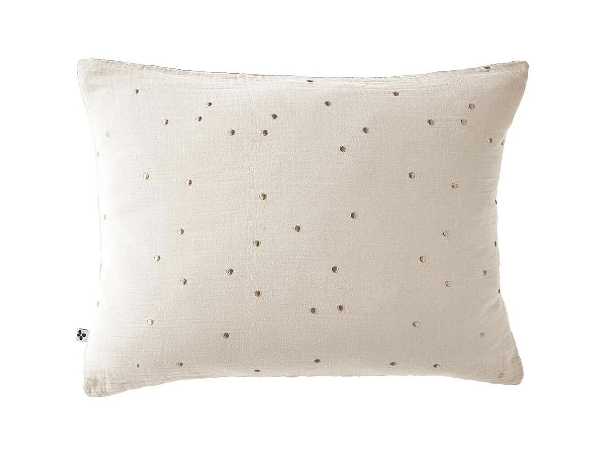 OUREA MOTIF - Taie d'Oreiller 50x70cm Gaze de Coton Pampa à Pois Dorés