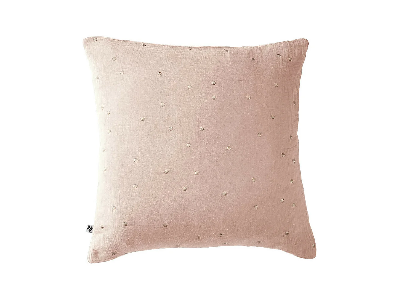 OUREA MOTIF - Taie d'Oreiller 60x60cm Gaze de Coton Guimauve à Pois Dorés