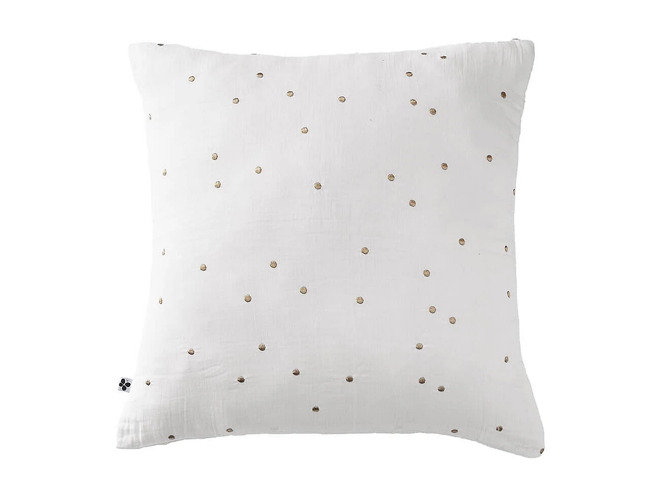 OUREA MOTIF - Taie d'Oreiller 60x60cm Gaze de Coton Chantilly à Pois Dorés