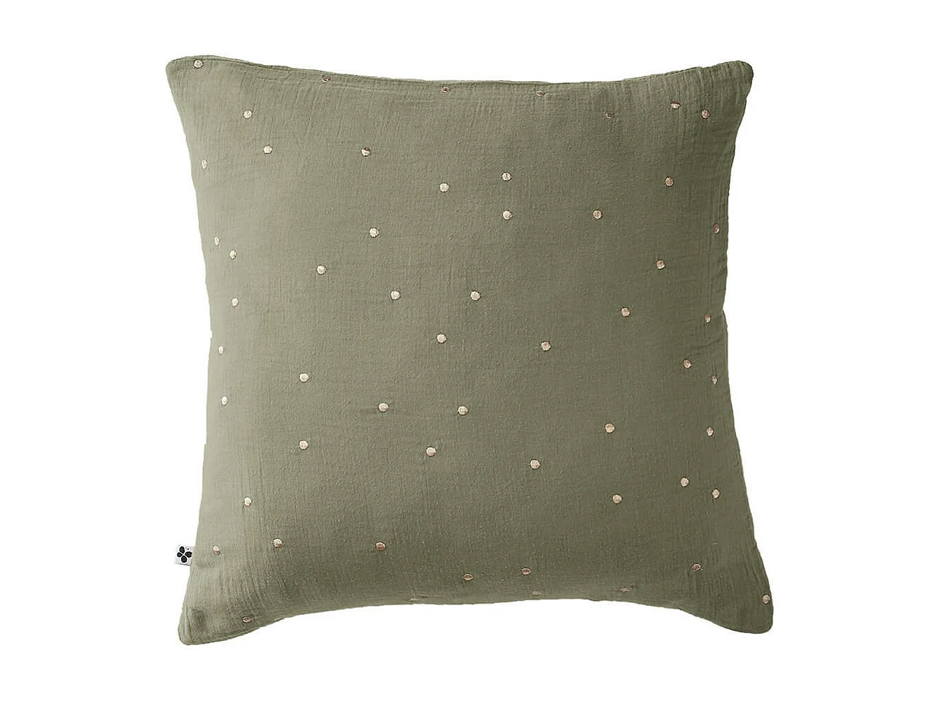 OUREA MOTIF - Taie d'Oreiller 60x60cm Gaze de Coton Romarin à Pois Dorés