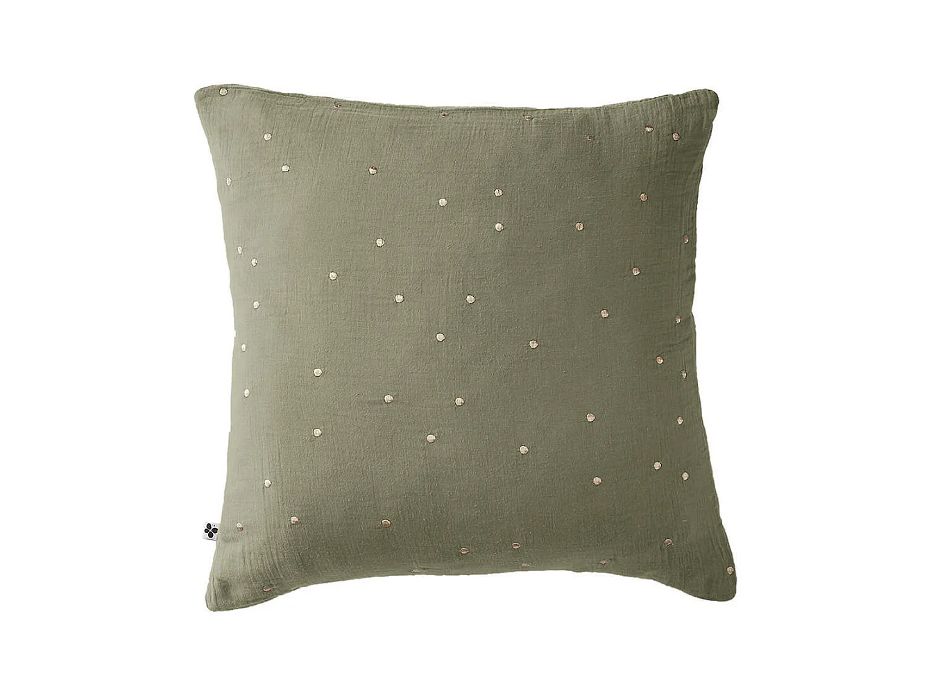 OUREA MOTIF - Taie d'Oreiller 60x60cm Gaze de Coton Romarin à Pois Dorés