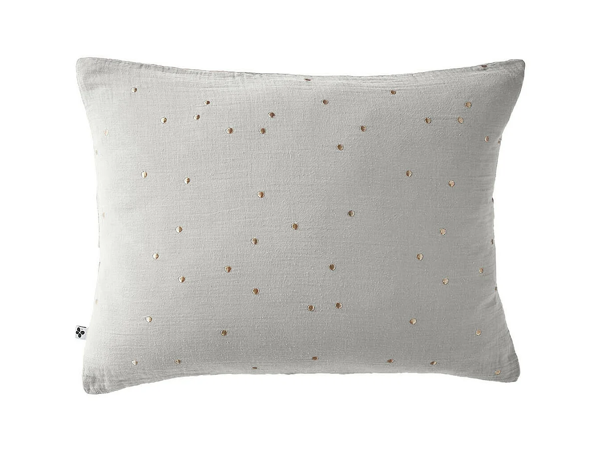 OUREA MOTIF - Taie d'Oreiller 50x70cm Gaze de Coton Nuage à Pois Dorés
