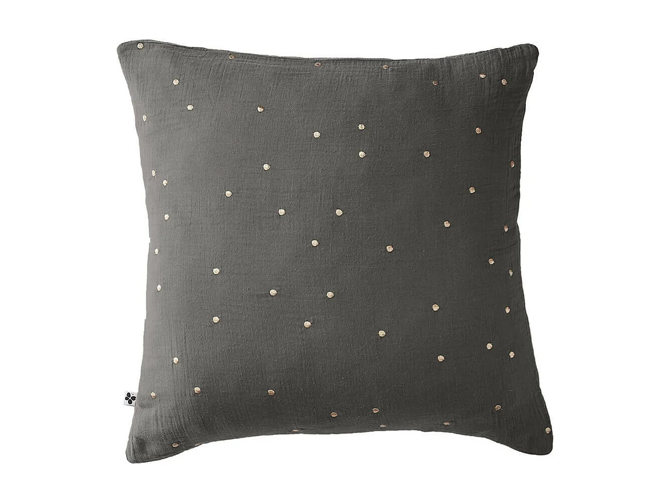OUREA MOTIF - Taie d'Oreiller 60x60cm Gaze de Coton Granit à Pois Dorés