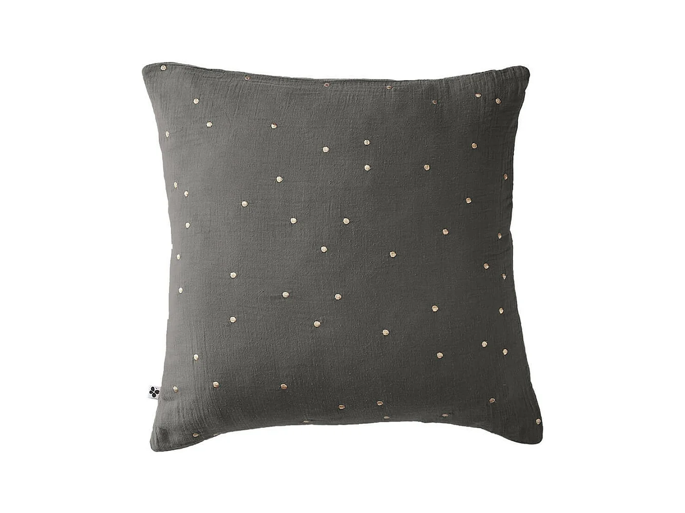 OUREA MOTIF - Taie d'Oreiller 60x60cm Gaze de Coton Granit à Pois Dorés