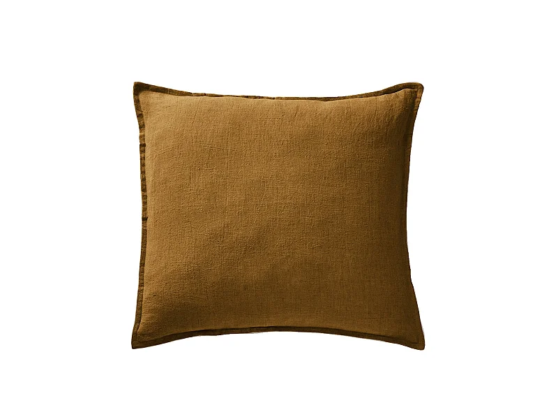 MARGAUX - Taie d'Oreiller 60x60cm Lin Lavé Coloris Caramel