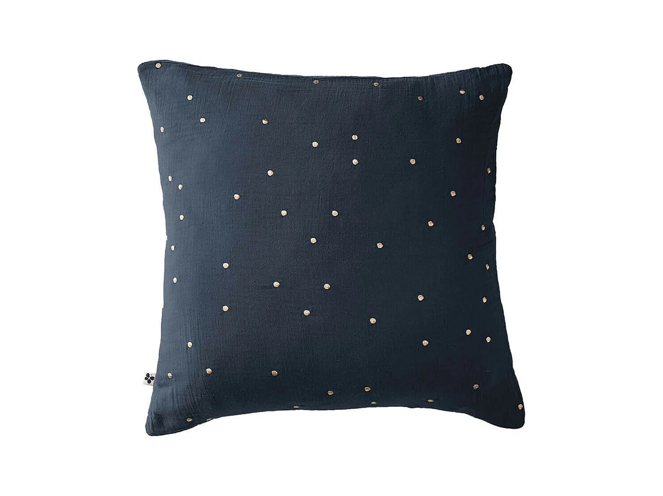 OUREA MOTIF - Taie d'Oreiller 60x60cm Gaze de Coton Minuit à Pois Dorés