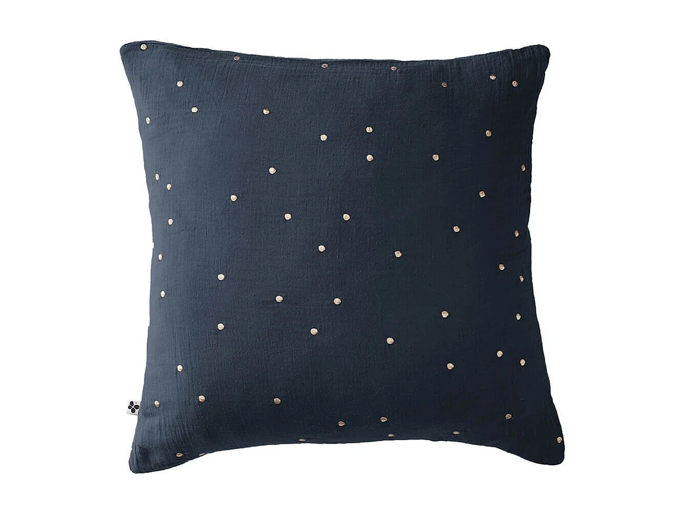 OUREA MOTIF - Taie d'Oreiller 60x60cm Gaze de Coton Minuit à Pois Dorés