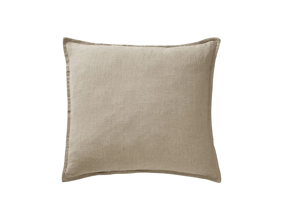 MARGAUX - Taie d'Oreiller 60x60cm Lin Lavé Coloris Sable