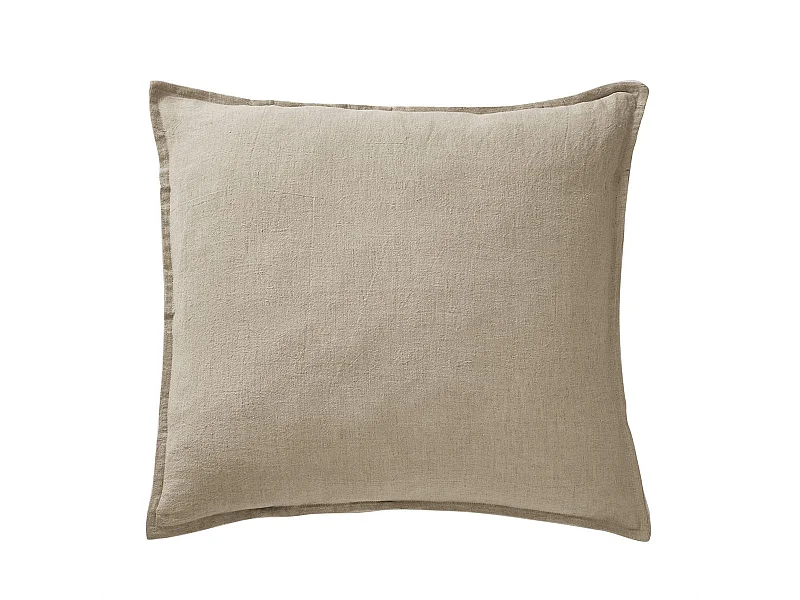 MARGAUX - Taie d'Oreiller 60x60cm Lin Lavé Coloris Sable