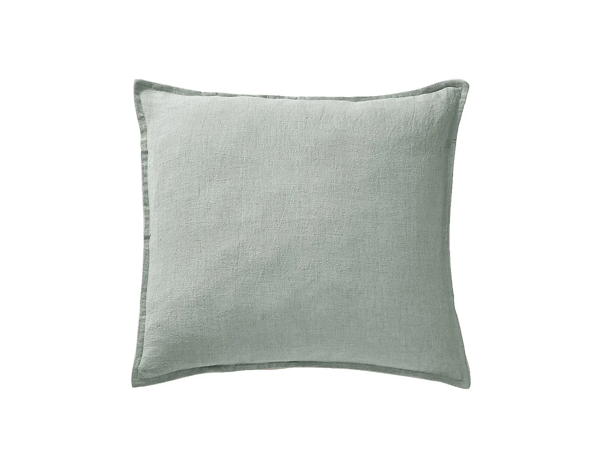 MARGAUX - Taie d'Oreiller 60x60cm Lin Lavé Coloris Eucalyptus