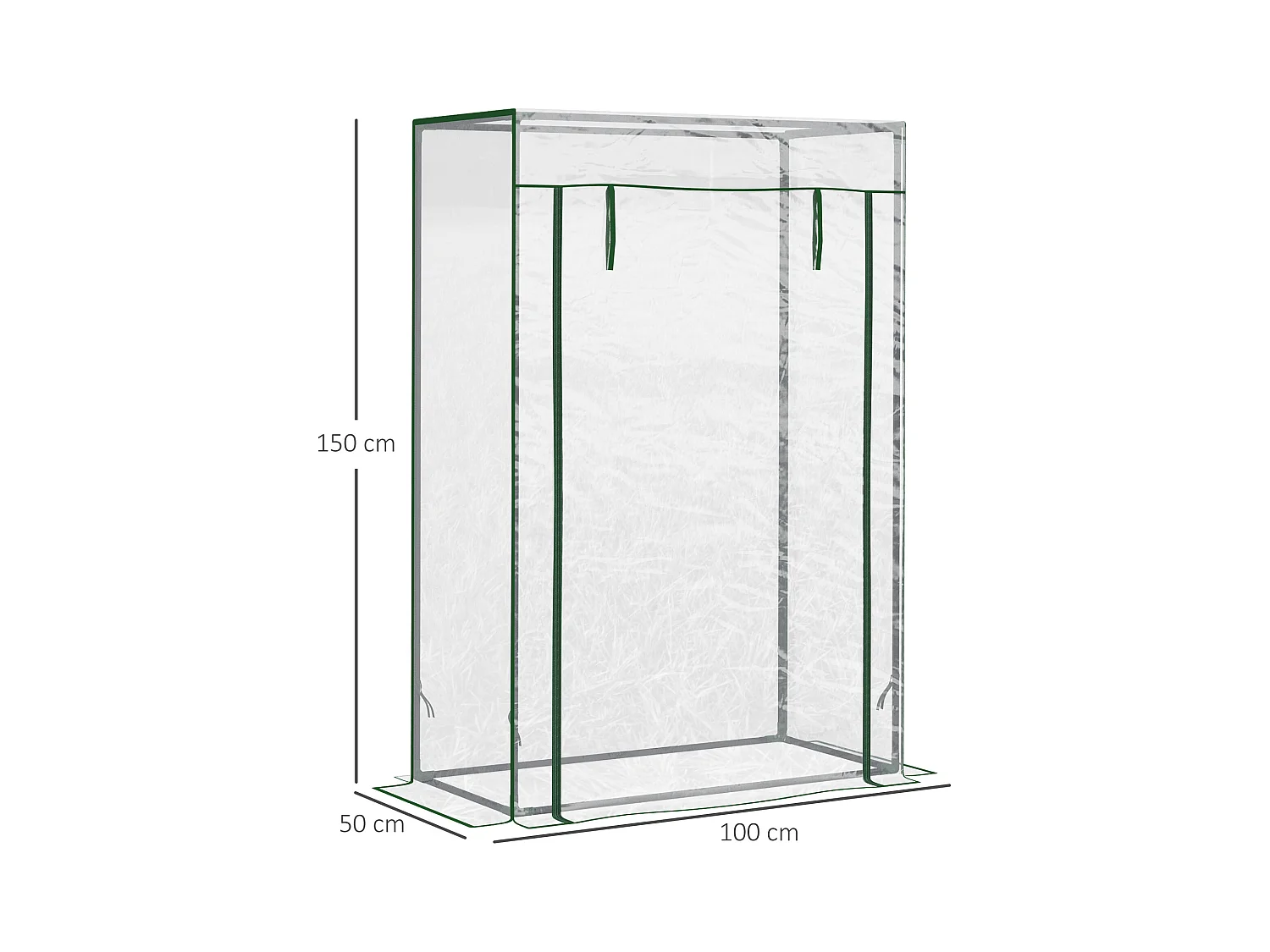 Serre de Jardin serre à tomates 1L x 0,5l x 1,5H m porte zippée déroulante acier thermolaqué PVC haute densité 140 g/m² anti-UV