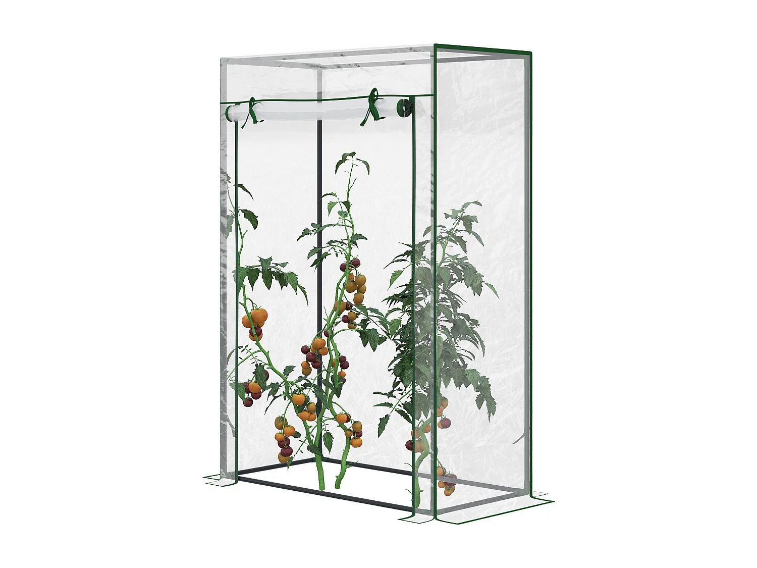 Serre de Jardin serre à tomates 1L x 0,5l x 1,5H m porte zippée déroulante acier thermolaqué PVC haute densité 140 g/m² anti-UV