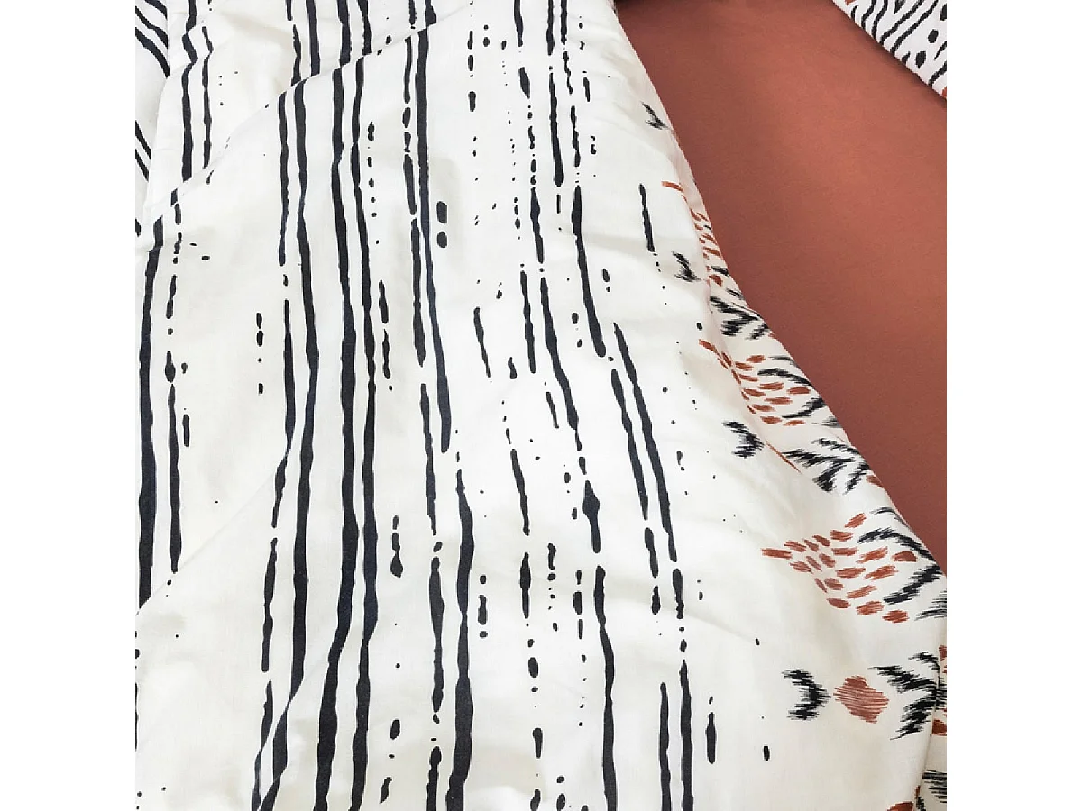 MUNDA - Parure de Lit Coton Motifs Ethniques Housse de Couette 260x240cm + 2 Taies d'Oreiller