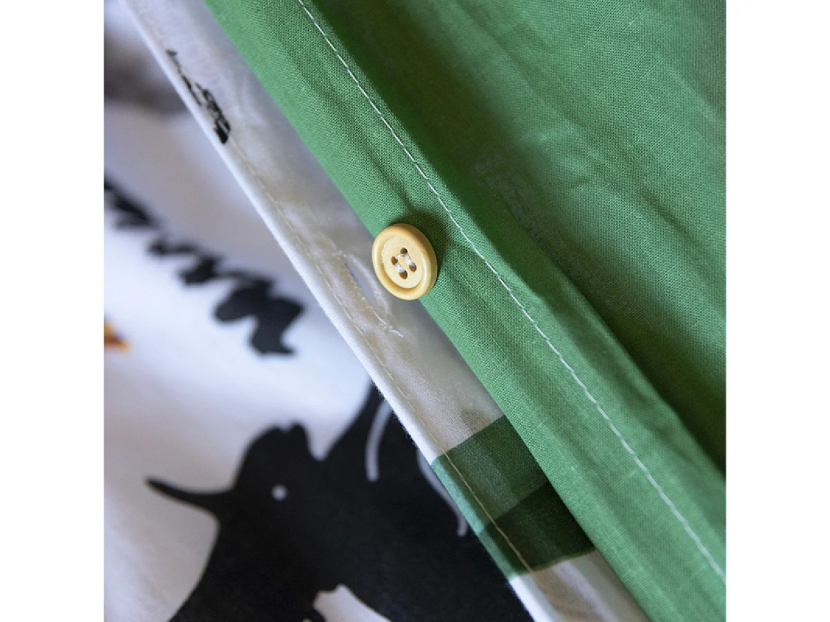 MEZO - Parure de Lit Coton Motif Dinosaures Housse de Couette 140x200cm + Taie d'Oreiller