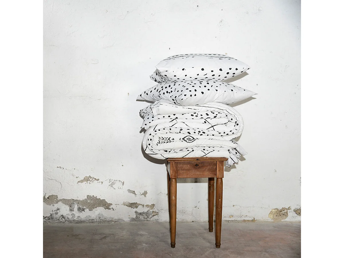 KEDAH - Parure de Lit Coton Motifs Ethniques Housse de Couette 260x240cm + 2 Taies d'Oreiller