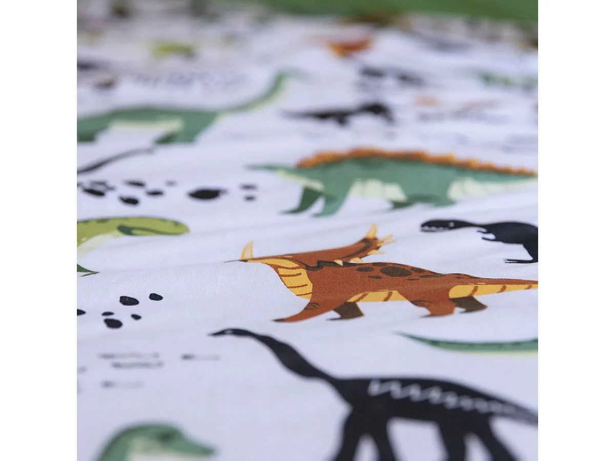 MEZO - Parure de Lit Coton Motif Dinosaures Housse de Couette 200x200cm + 2 Taies d'Oreiller