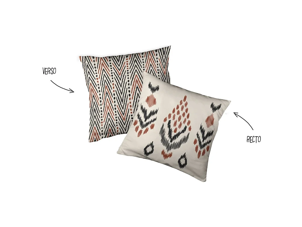 MUNDA - Parure de Lit Coton Motifs Ethniques Housse de Couette 140x200cm + Taie d'Oreiller