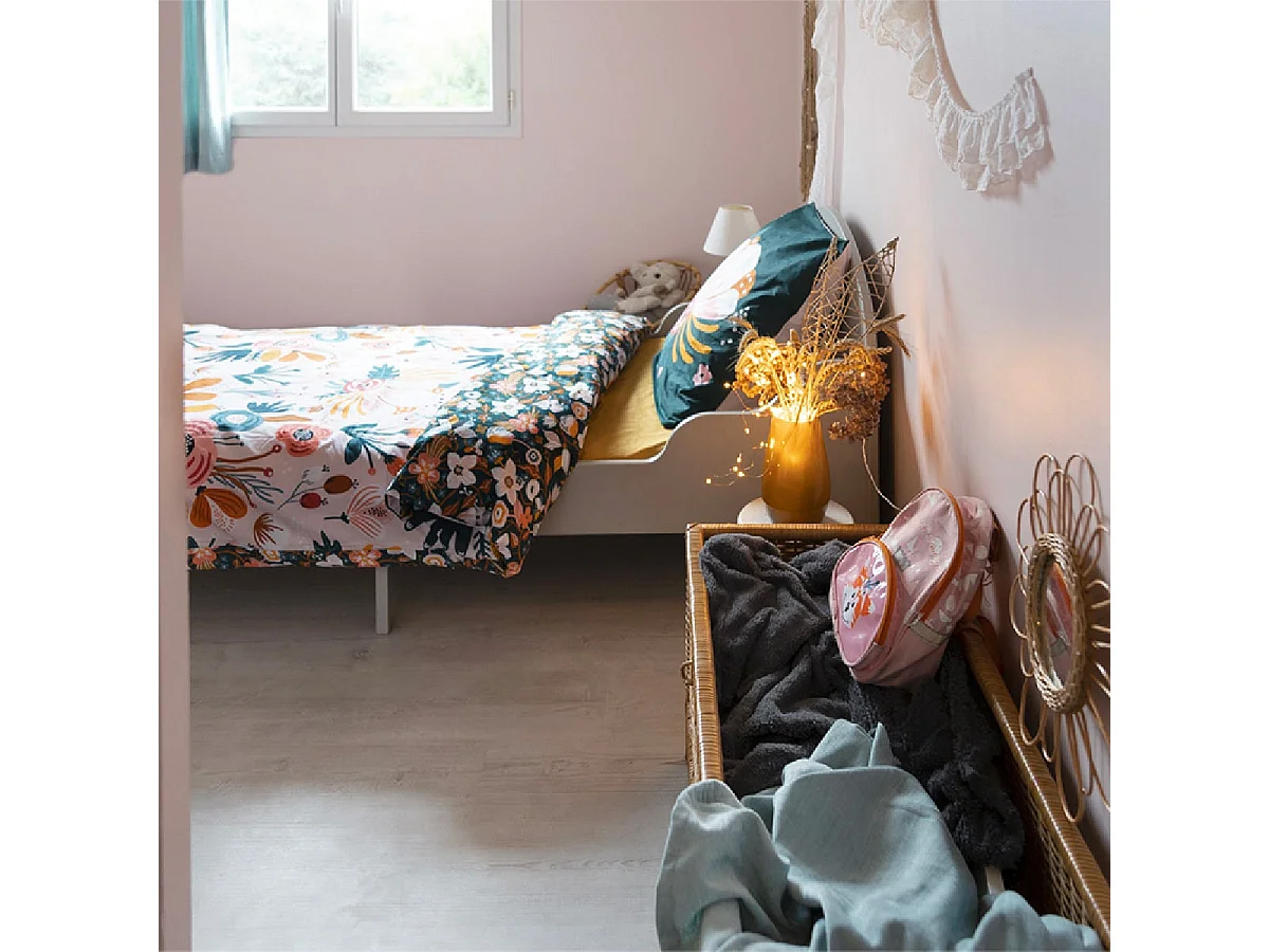 CAPUK - Parure de Lit Coton Motif Rétro Housse de Couette 140x200cm + Taie d'Oreiller