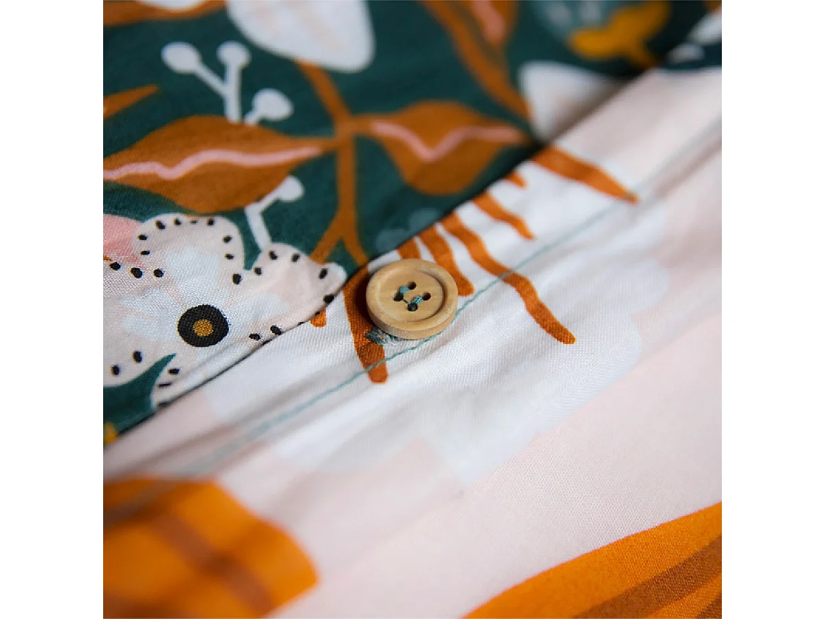 CAPUK - Parure de Lit Coton Motif Rétro Housse de Couette 140x200cm + Taie d'Oreiller