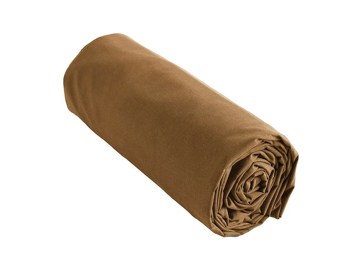 SAMIA - Drap Housse 200x200cm Coton Coloris Camel