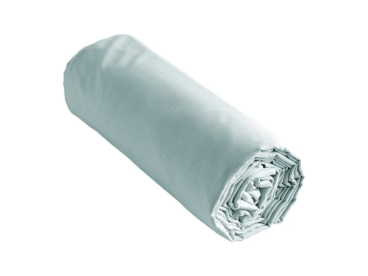 SAMIA - Drap Housse 200x200cm Coton Coloris Bleu Craie