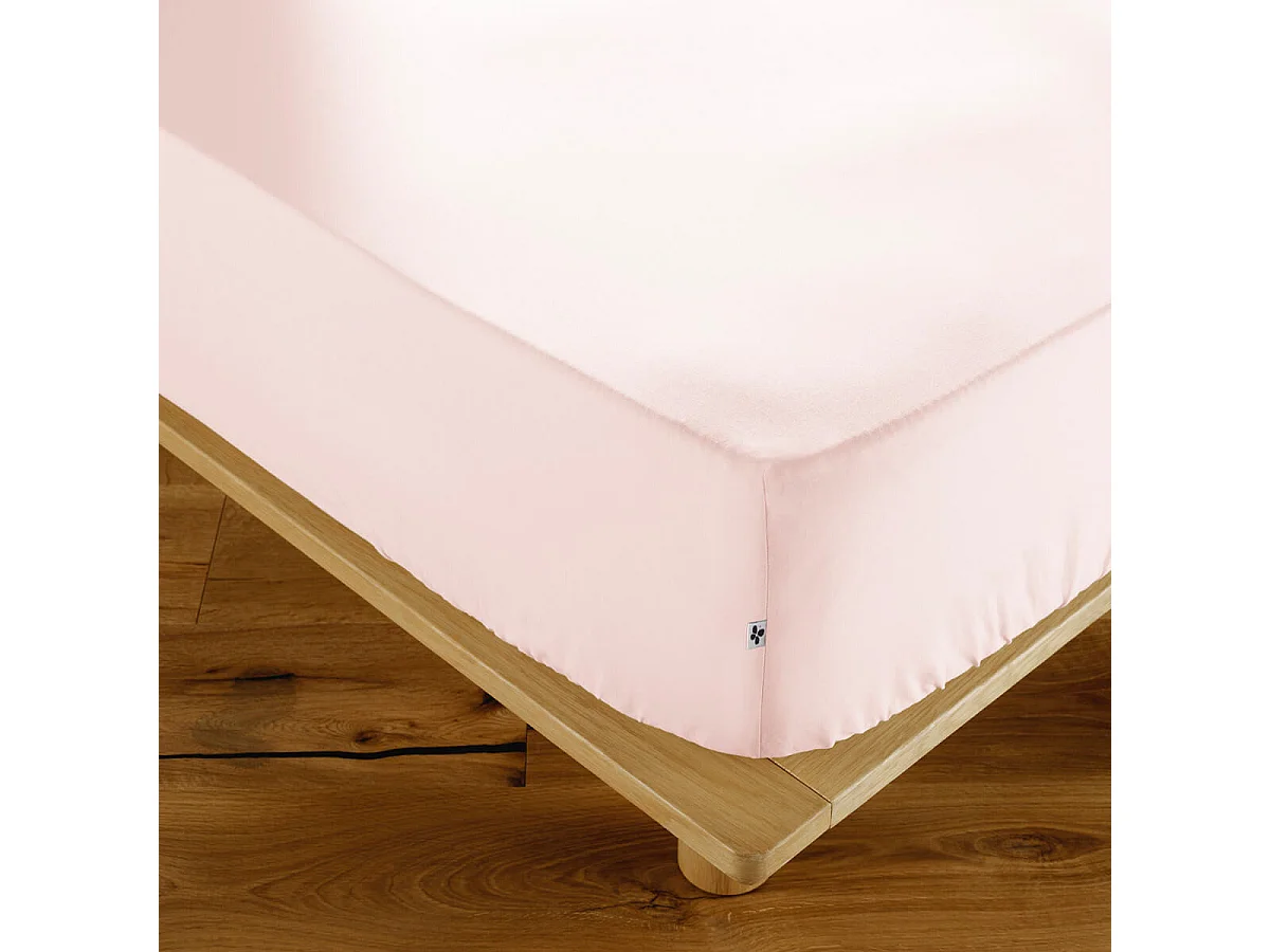 SAMIA - Drap Housse 180x200cm Coton Coloris Barbe à papa