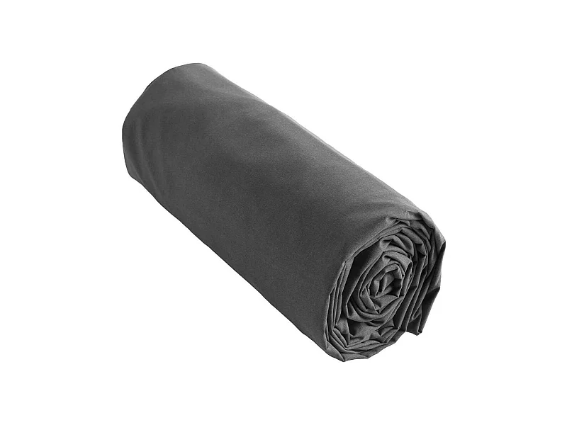 SAMIA - Drap Housse 200x200cm Coton Coloris Poivre