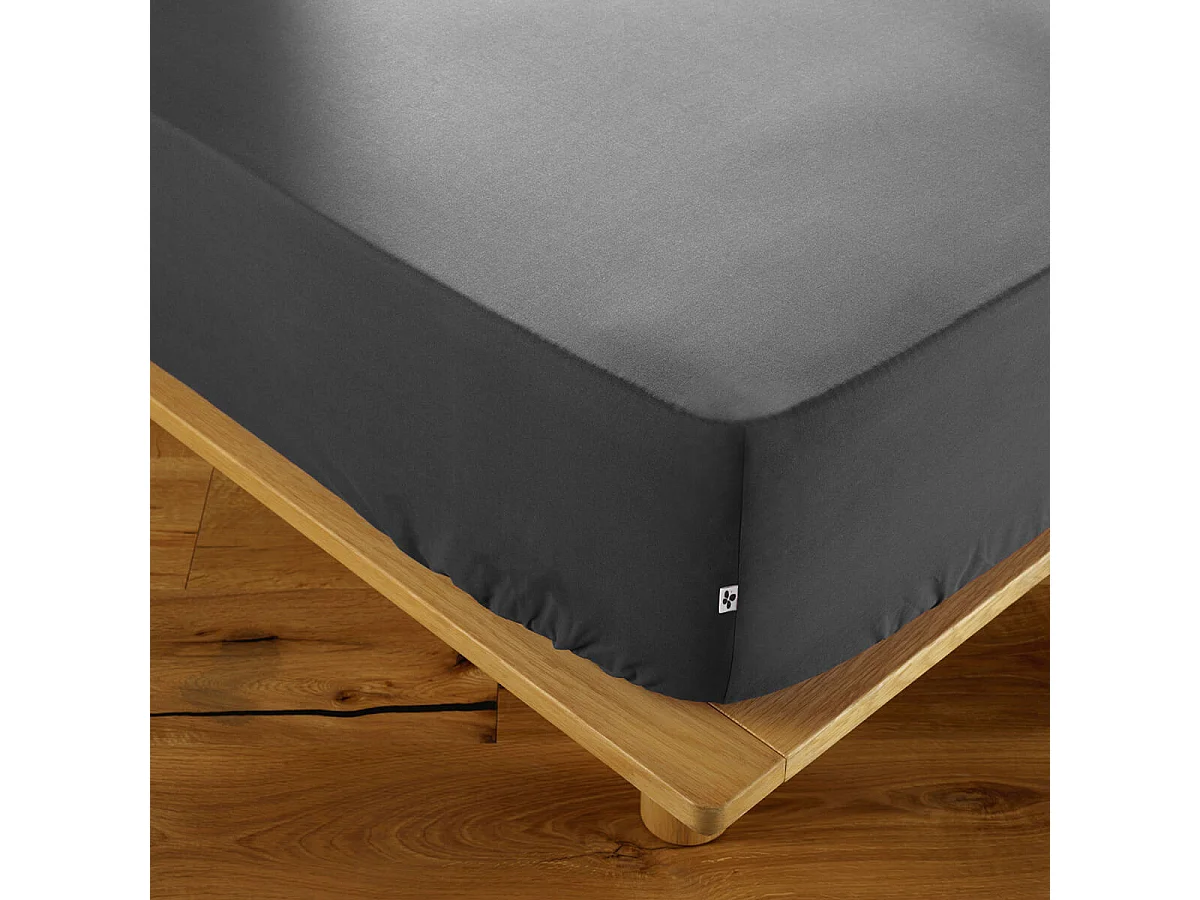 SAMIA - Drap Housse 90x190cm Coton Coloris Poivre