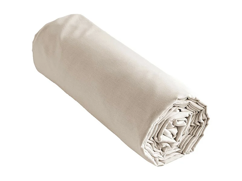 SAMIA - Drap Housse 180x200cm Coton Coloris Pampa