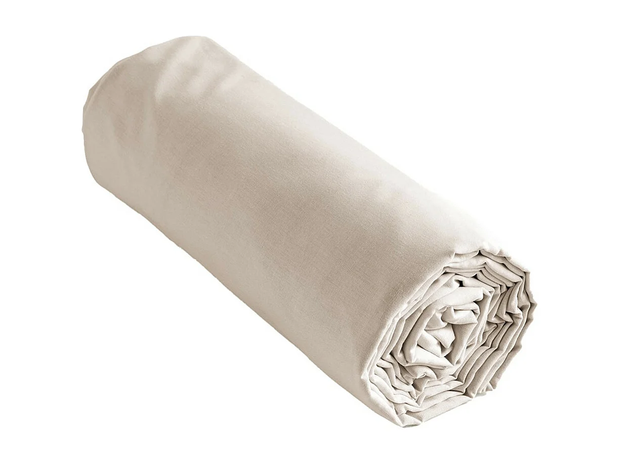 SAMIA - Drap Housse 180x200cm Coton Coloris Pampa