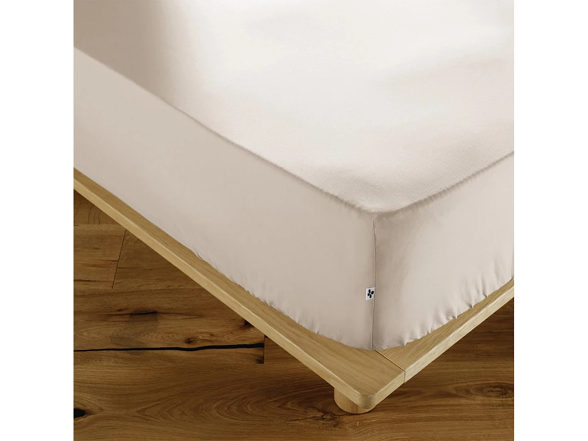 SAMIA - Drap Housse 180x200cm Coton Coloris Pampa