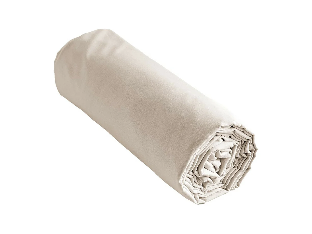 SAMIA - Drap Housse 180x200cm Coton Coloris Pampa