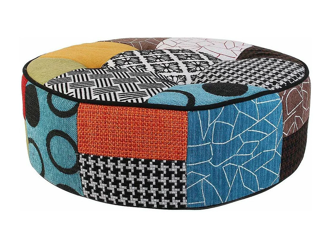 Pouf rond patchwork 50 cm (Lot de 2)