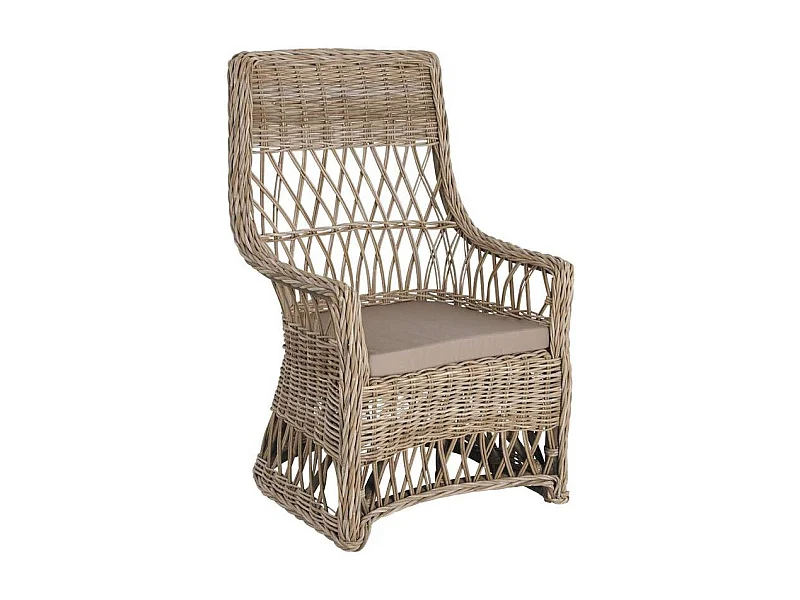 Fauteuil en poelet gris avec coussin en tissu