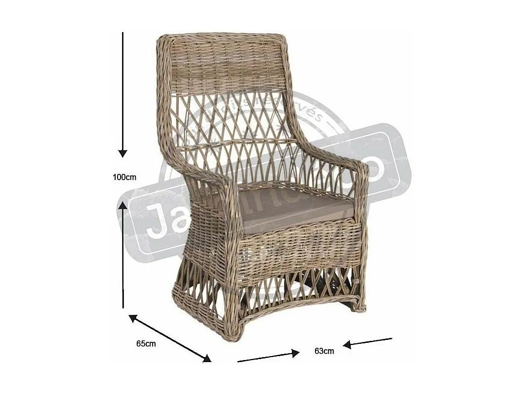 Fauteuil en poelet gris avec coussin en tissu