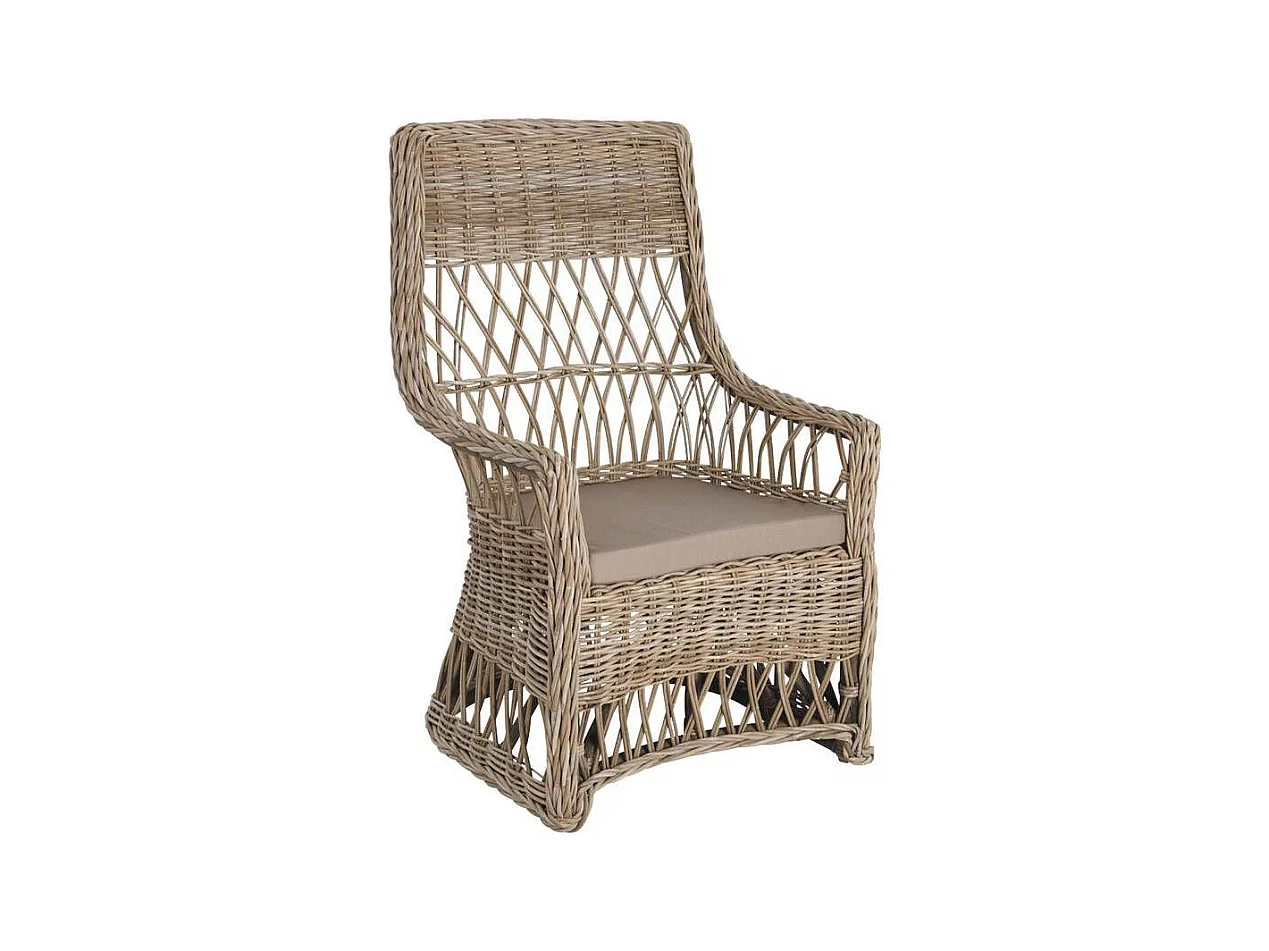 Fauteuil en poelet gris avec coussin en tissu