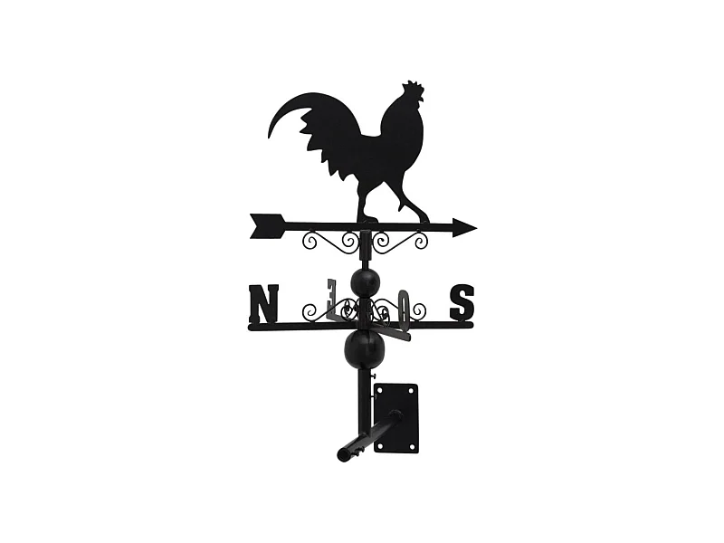 Girouette coq en fer forgé avec arabesques