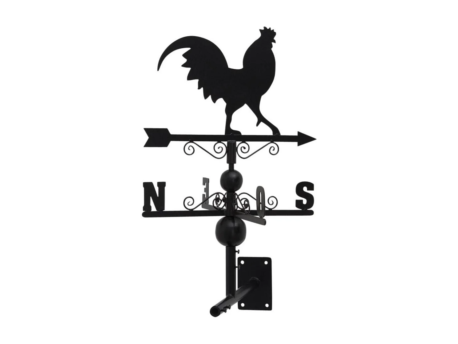 Girouette coq en fer forgé avec arabesques