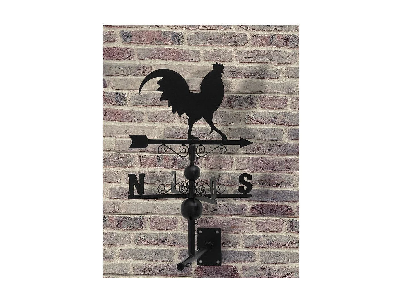 Girouette coq en fer forgé avec arabesques