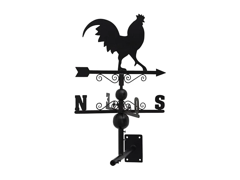 Girouette coq en fer forgé avec arabesques