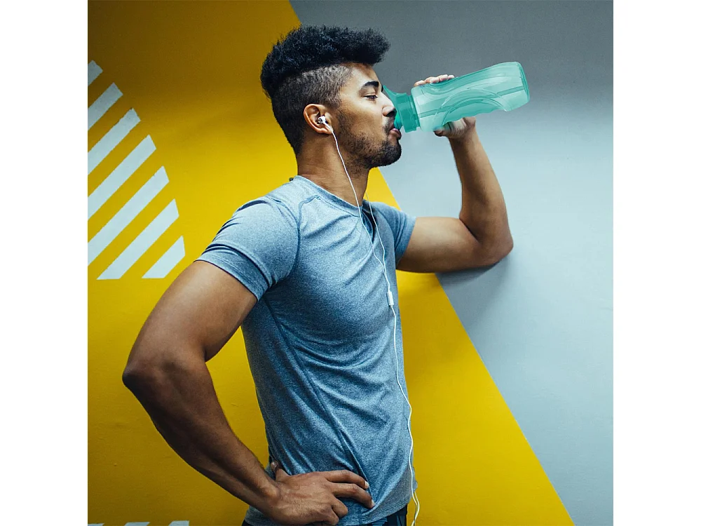 Gourde de sport bouchon avec paille 900 ml (Lot de 2) fuschia