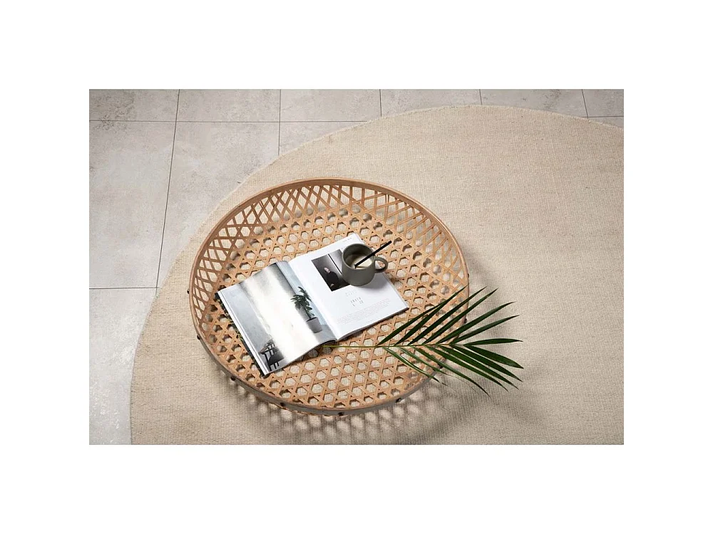 Jaipur vloerkleed Ø200 cm wol beige.