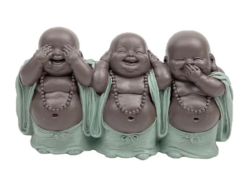 Estatua de 3 budas risueños en poliresina
