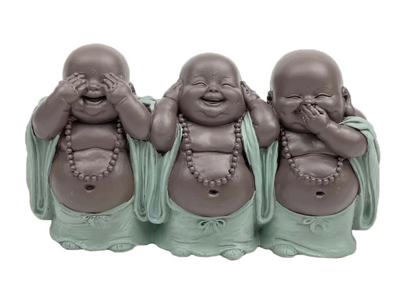 Statua di 3 Buddha ridenti in poliresina